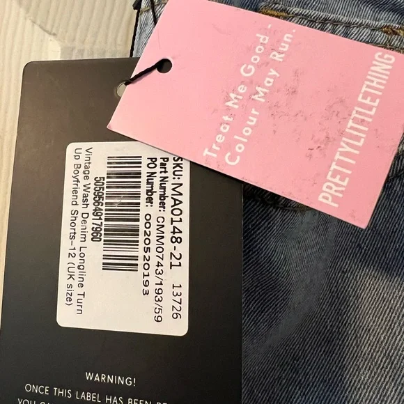 NWT Vintage Wash Denim Longline Turn Up Boyfriend Shorts Size 8 (UK size 12) - Picture 5 of 11